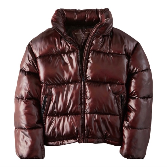 American Eagle Shiny Puffer Coat - Picture 3 of 6